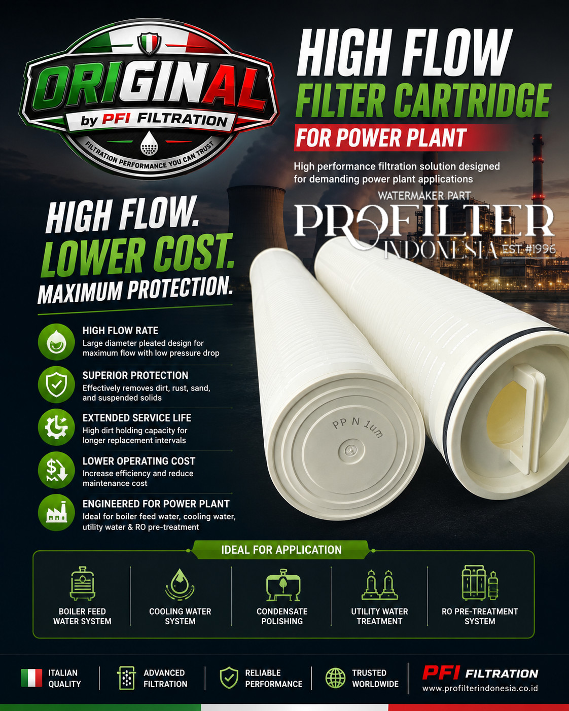 High Flow Filter Cartridge for Power Plant
